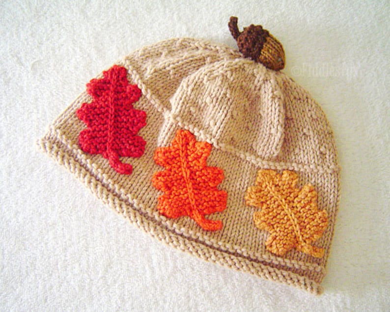 Hat Knitting Pattern Fall Leaves Hat Pattern the SCARLET Beanie Newborn, Baby, Toddler, Child & Adult sizes incl'd image 5