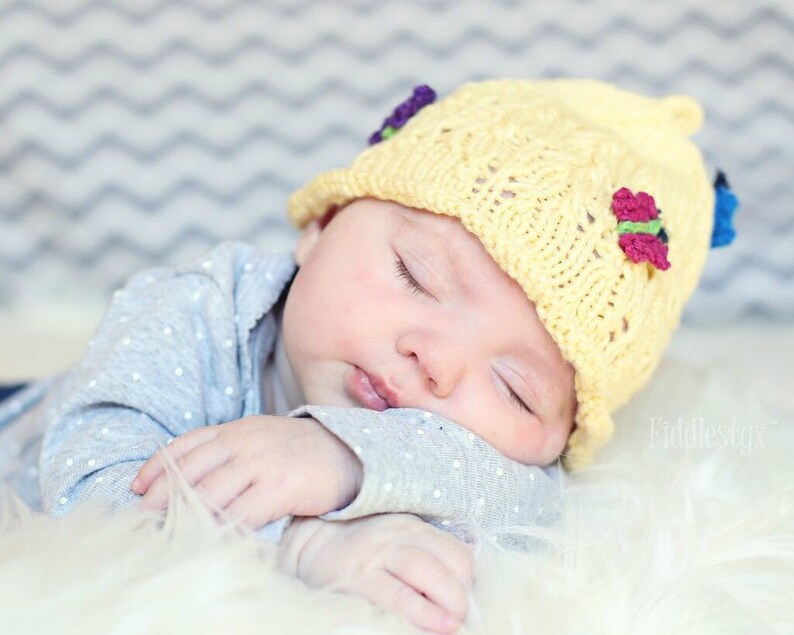 Knitting Pattern Butterfly Hat Pattern the DIANA Hat Newborn, Baby, Toddler, Child & Adult sizes incl'd image 2