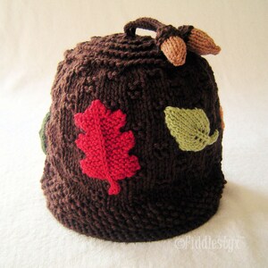 Hat Knitting Pattern Fall Leaves Hat Pattern the AUTUMN Hat Newborn, Baby, Toddler, Child & Adult sizes incl'd image 3