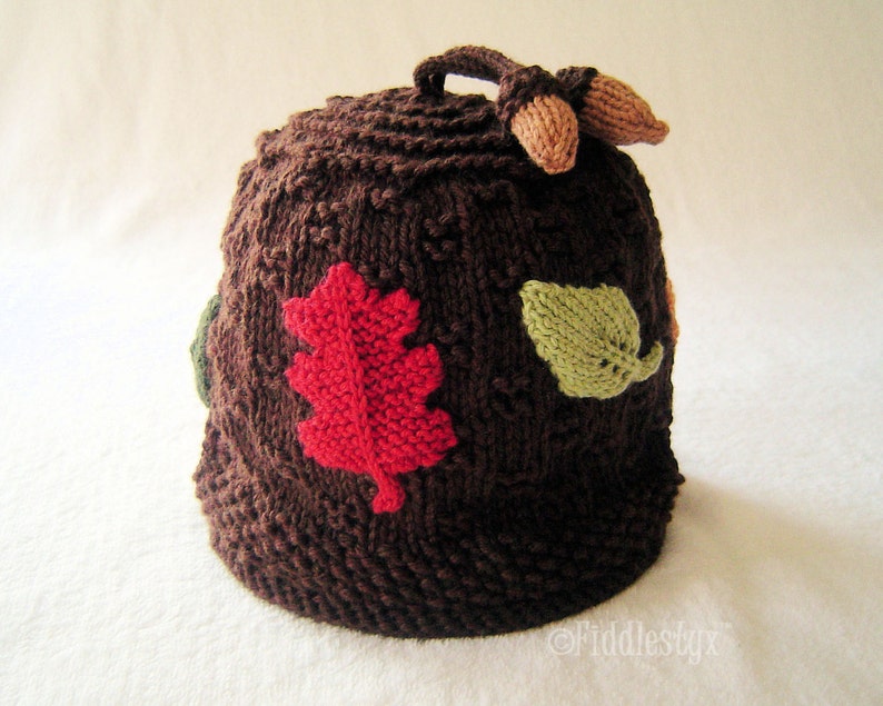 Hat Knitting Pattern Fall Leaves Hat Pattern the AUTUMN Hat Newborn, Baby, Toddler, Child & Adult sizes incl'd image 3