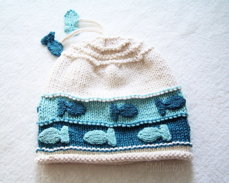 Hat Knitting Pattern Nautical Fish Hat Pattern the CHARLIE Hat Newborn Baby Toddler Child & Adult sizes incl'd image 4
