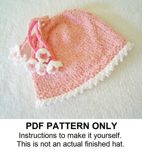 Pink Knit Hat Pattern: Penelope Beanie with Crochet Flowers (PDF Pattern)