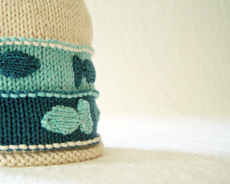 Hat Knitting Pattern Nautical Fish Hat Pattern the CHARLIE Hat Newborn Baby Toddler Child & Adult sizes incl'd image 3