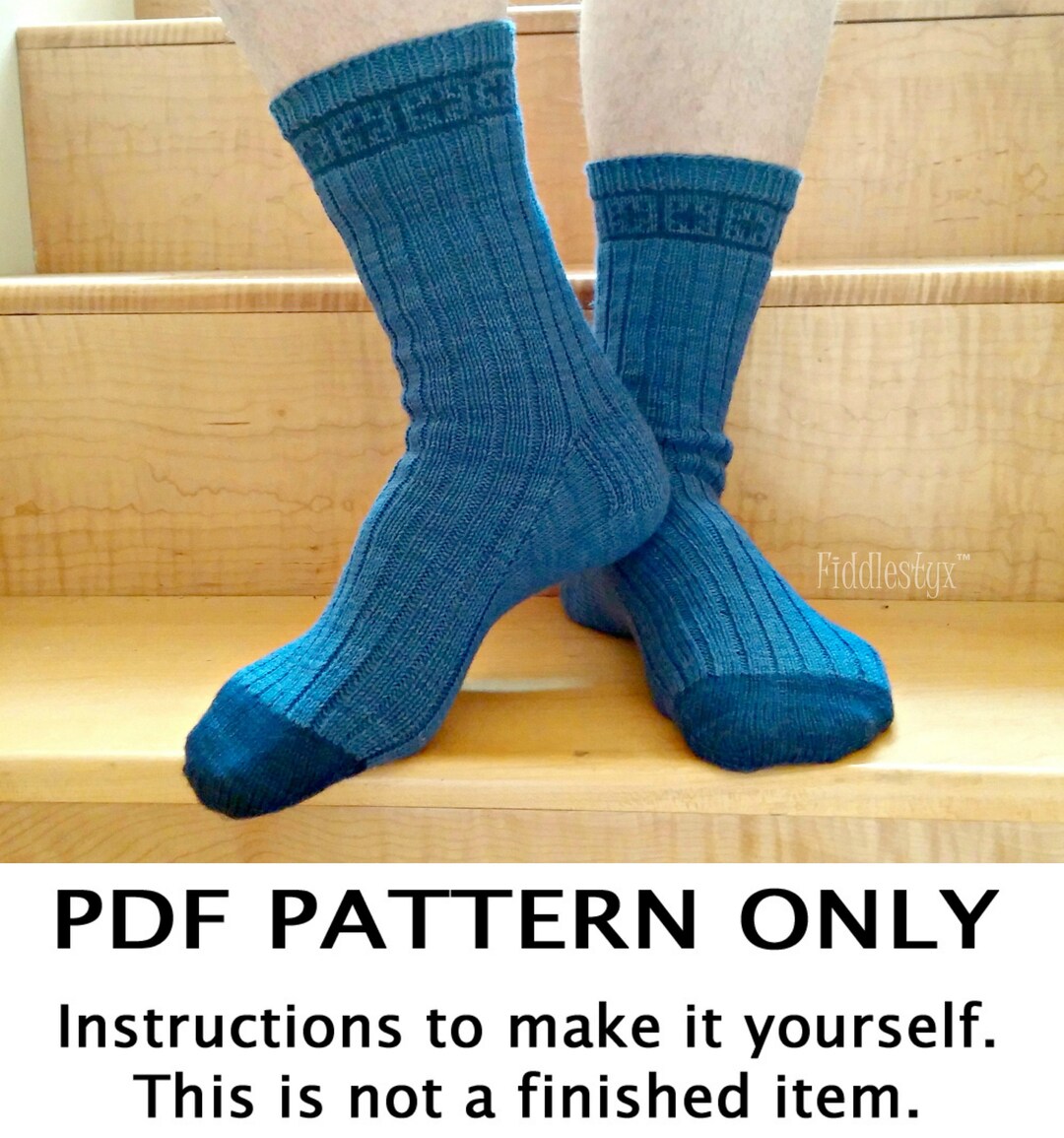 Knitting Pattern Men's Sock Knitting Pattern Toe up Socks Knitting Pattern the POSTAGE STAMP