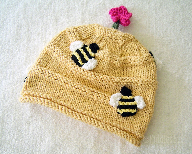 Hat Knitting Pattern Beehive Hat Pattern the BUZZ Hat Newborn, Baby, Toddler, Child & Adult sizes incl'd image 3