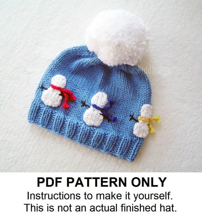 Hat Knitting Pattern Snowman Hat Pattern the OLAF Hat Newborn, Baby, Toddler, Child & Adult sizes incl'd image 1