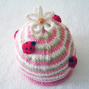 Knitting Pattern Ladybug Hat Knitting Pattern the CLAUDIA beanie Newborn, Baby, Toddler, Child & Adult sizes incl'd image 2