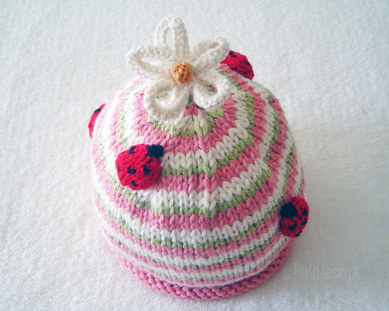 Knitting Pattern Ladybug Hat Knitting Pattern the CLAUDIA beanie Newborn, Baby, Toddler, Child & Adult sizes incl'd image 2