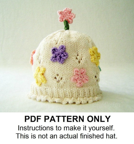 Flower Hat Knitting Pattern - the JULIA Beanie (newborn to 