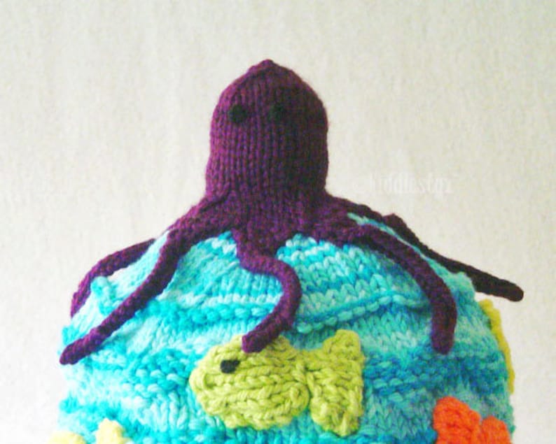 Hat Knitting Pattern Octopus Hat Pattern the OLLIE Hat Newborn, Baby, Toddler, Child & Adult sizes incl'd image 3