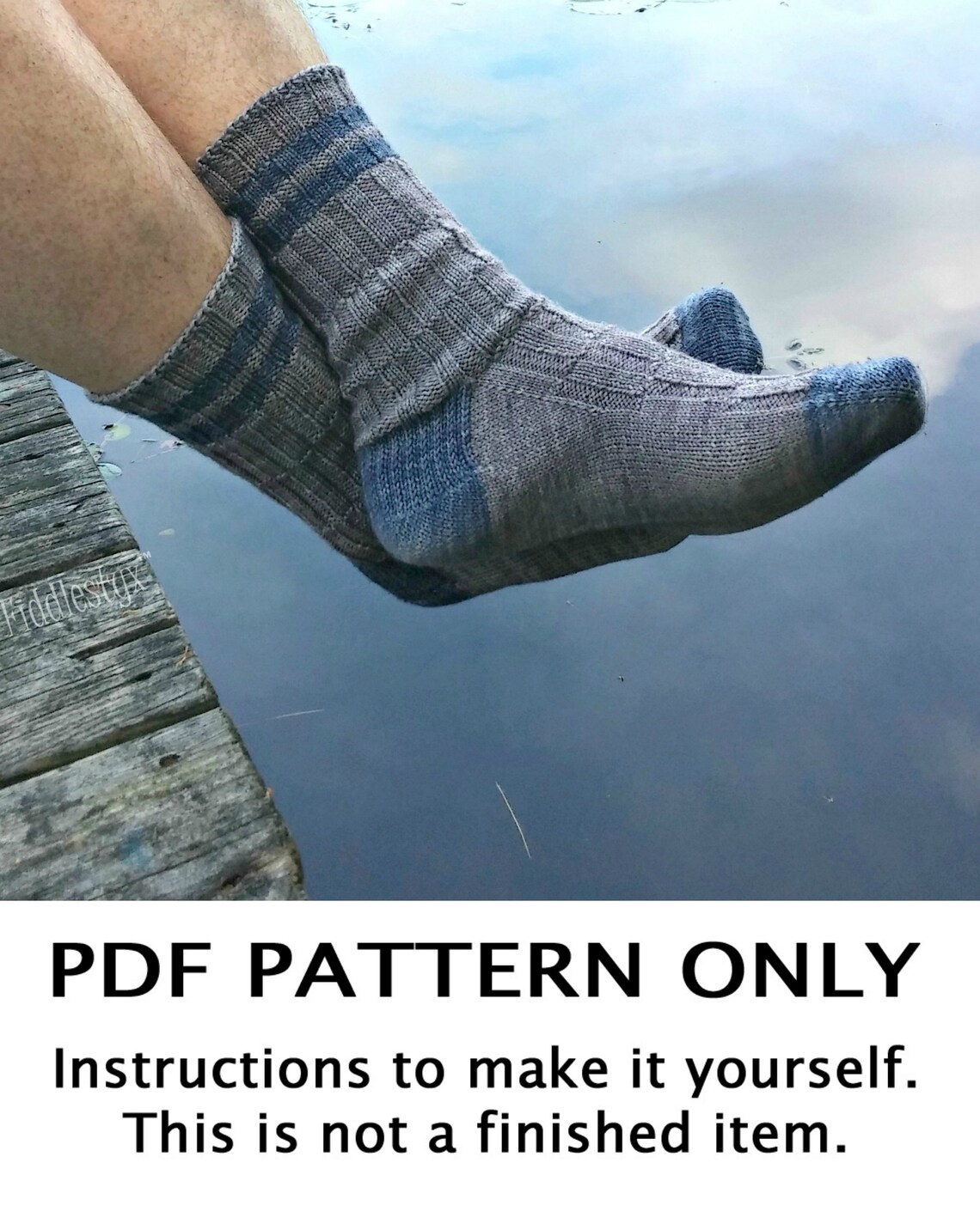 Knitting Pattern Men's Sock Knitting Pattern Toe up Etsy