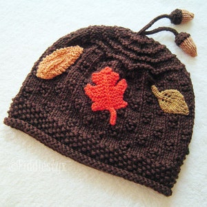 Hat Knitting Pattern Fall Leaves Hat Pattern the AUTUMN Hat Newborn, Baby, Toddler, Child & Adult sizes incl'd image 2