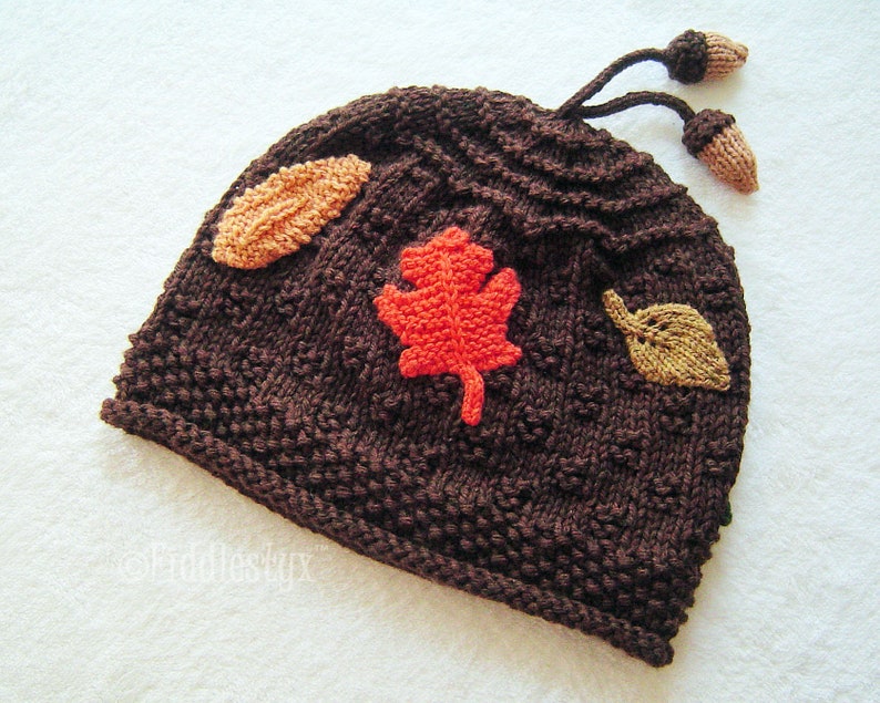 Hat Knitting Pattern Fall Leaves Hat Pattern the AUTUMN Hat Newborn, Baby, Toddler, Child & Adult sizes incl'd image 2