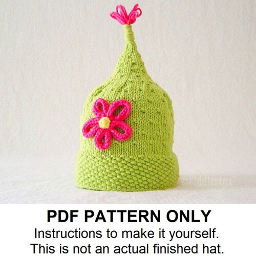 ZOE Pixie Hat Knitting Pattern: Flower Tassel (PDF Download)