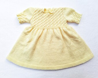 Toddler Girls Easter Dress- Spring Hand Knit Dress - Hand Knitted Toddler Dress - Hand Knit Girls Dress - Lemon Yellow Dress