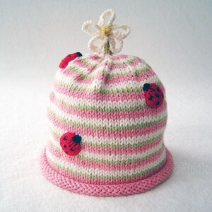 Knitting Pattern Ladybug Hat Knitting Pattern the CLAUDIA beanie Newborn, Baby, Toddler, Child & Adult sizes incl'd image 4