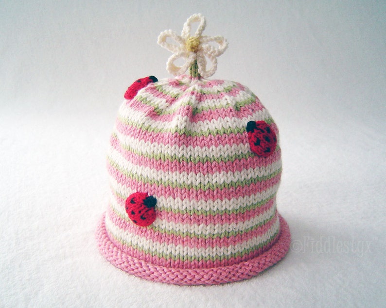 Knitting Pattern Ladybug Hat Knitting Pattern the CLAUDIA beanie Newborn, Baby, Toddler, Child & Adult sizes incl'd image 4