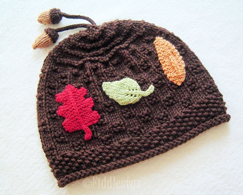 Hat Knitting Pattern Fall Leaves Hat Pattern the AUTUMN Hat Newborn, Baby, Toddler, Child & Adult sizes incl'd image 4