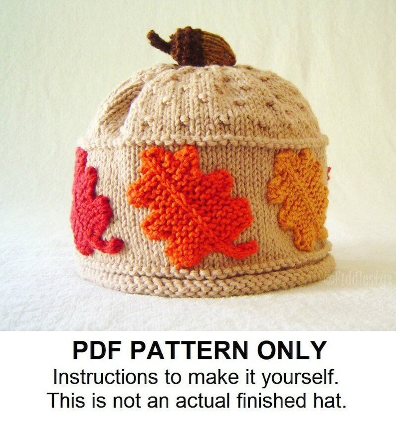 Hat Knitting Pattern Fall Leaves Hat Pattern the SCARLET Beanie Newborn, Baby, Toddler, Child & Adult sizes incl'd image 1