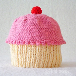 Knitting Pattern Baby Cupcake Hat Pattern the CUPCAKES Hat Newborn, Baby, Toddler, Child & Adult sizes incl'd image 3