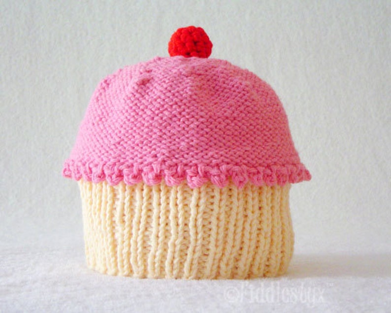 Knitting Pattern Baby Cupcake Hat Pattern the CUPCAKES Hat Newborn, Baby, Toddler, Child & Adult sizes incl'd image 3