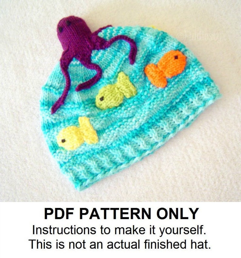 Hat Knitting Pattern Octopus Hat Pattern the OLLIE Hat Newborn, Baby, Toddler, Child & Adult sizes incl'd image 1