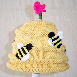 Hat Knitting Pattern Beehive Hat Pattern the BUZZ Hat Newborn, Baby, Toddler, Child & Adult sizes incl'd image 5