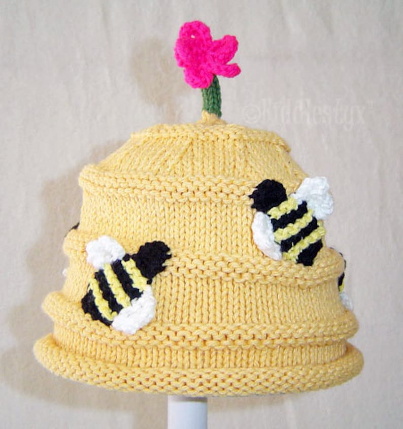 Hat Knitting Pattern Beehive Hat Pattern the BUZZ Hat Newborn, Baby, Toddler, Child & Adult sizes incl'd image 5