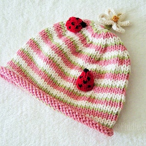 Knitting Pattern Ladybug Hat Knitting Pattern the CLAUDIA beanie Newborn, Baby, Toddler, Child & Adult sizes incl'd image 3