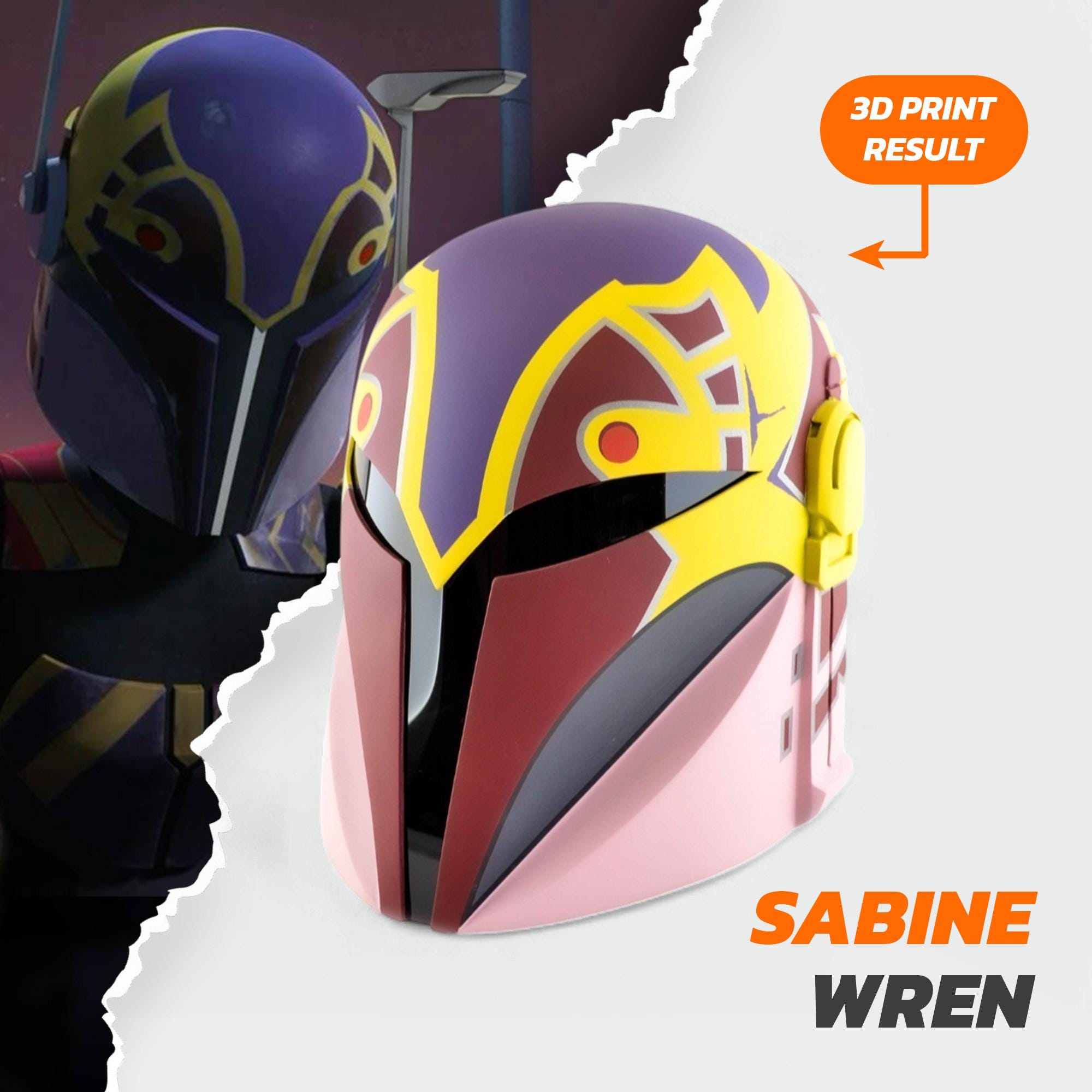 3Dプリント マンダロリアン SABINE WREN ヘルメット 未塗装 Sabine Wren Helmet 3D Model | Star Wars Cosplay Helmet Print Model
