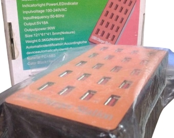 20-Port USB Smart Charging Station – 120V AC Power – Multi-Device Charger