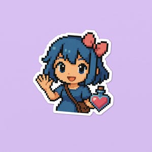 Sora Waving Sticker: Pixel Art RPG Vinyl Decal