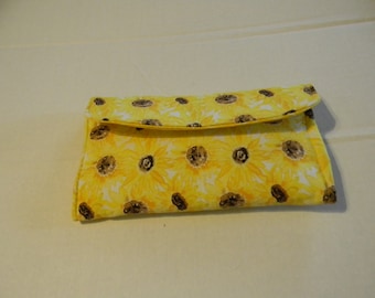 Yellow Sunflower Fabric Clutch Wallet