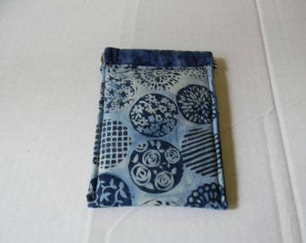 Blue block Print Batik  Squeeze Frame Pouch