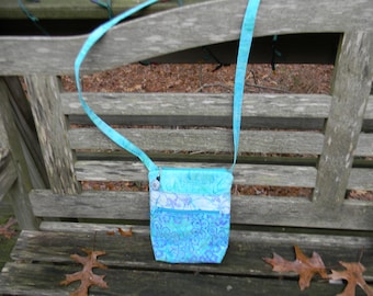 Small Turquoise Batik Zipper Crossbody Bag