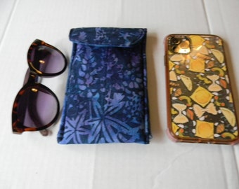 Blue Floral Batik Sunglasses/Smartphone Case