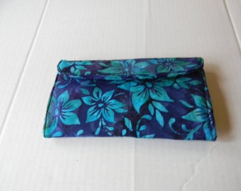 Purple Floral Batik Clutch Wallet