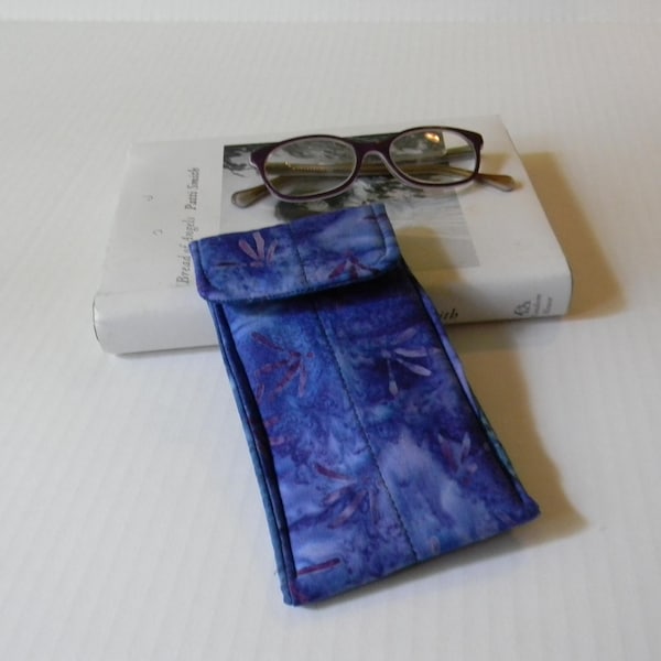 Blue Floral Batik Glasses Case