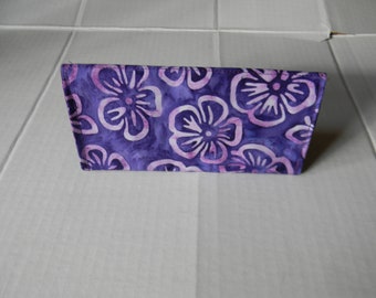 Purple Floral Batik Checkbook Cover