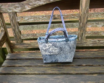 Medium Gray Batik Handbag/Shoulder Bag OOAK