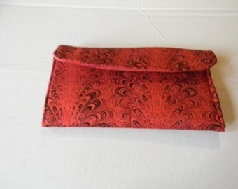 Red Fabric Clutch Wallet
