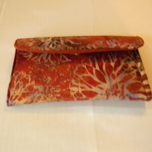 Copper Floral Batik Clutch Wallet image 1