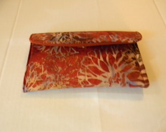 Copper Floral Batik Clutch Wallet