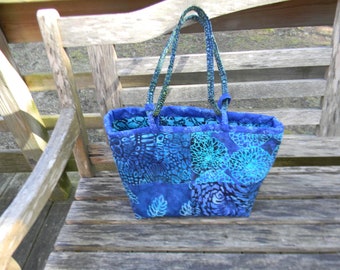 Large Blue Batik Handbag/Shoulder Bag