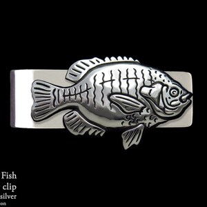 Bream Fish Money Clip Sterling Silver, Sunfish Money Clip, Perch Fish Men&#39;s Jewelry