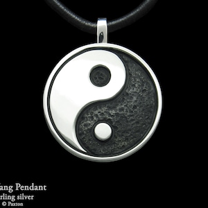 Yin Yang Necklace, Yin Yang Pendant in Solid Sterling Silver, Tai Chi Pendant, Meditation Men&#39;s Pendant, Martial Arts Necklace