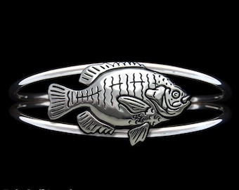 Bream Fish Bracelet Sterling Silver Bream Sunfish Cuff Bracelet Handmade