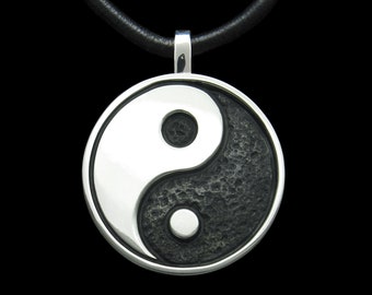 Yin Yang Necklace, Yin Yang Pendant in Solid Sterling Silver, Tai Chi Pendant, Meditation Men's Pendant, Martial Arts Necklace