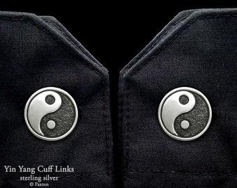 Yin Yang Cuff Links Sterling Silver, Meditation, Yoga, Martial Arts Cuff Links, Men's Yin Yang Cufflinks