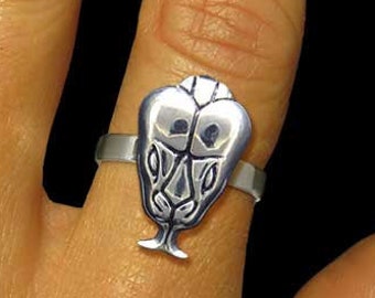 Snake Head Ring Sterling Silver